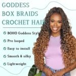 Goddess Boho Box Braids Crochet Hair with Curly Ends 1PCS Synthetic Pre-Looped