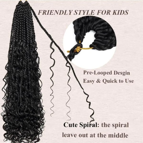 Goddess Boho Box Braids Crochet Hair with Curly Ends 1PCS Synthetic Pre-Looped