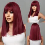 Brown Blonde Ombre Synthetic Wigs Short Straight Bob Wigs for Women Middle Part Lolita Cosplay Natural Hair Heat Resistant Fiber