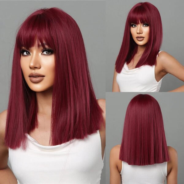 Brown Blonde Ombre Synthetic Wigs Short Straight Bob Wigs for Women Middle Part Lolita Cosplay Natural Hair Heat Resistant Fiber