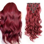 Clip In Hair Extensions 7 PCS Full Head 22-Inch-Long Curly Wavy Synthetic Hair Pieces