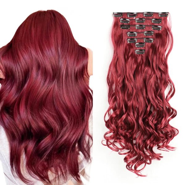 Clip In Hair Extensions 7 PCS Full Head 22-Inch-Long Curly Wavy Synthetic Hair Pieces