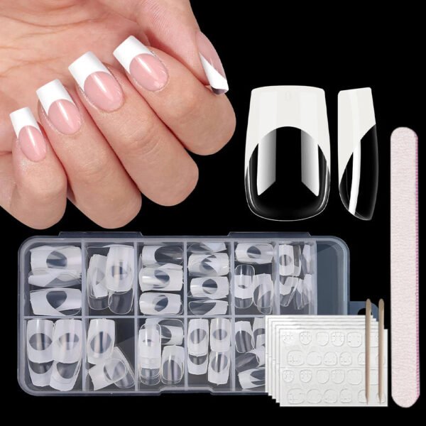 120pcs/box Clear Press on False Nails French Almond/Square/Soft Nail Tips Full Cover  Acrylic