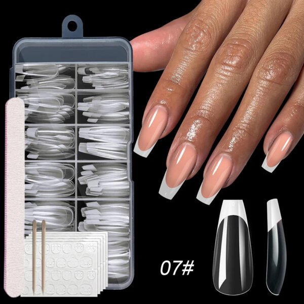 120pcs/box Clear Press on False Nails French Almond/Square/Soft Nail Tips Full Cover  Acrylic
