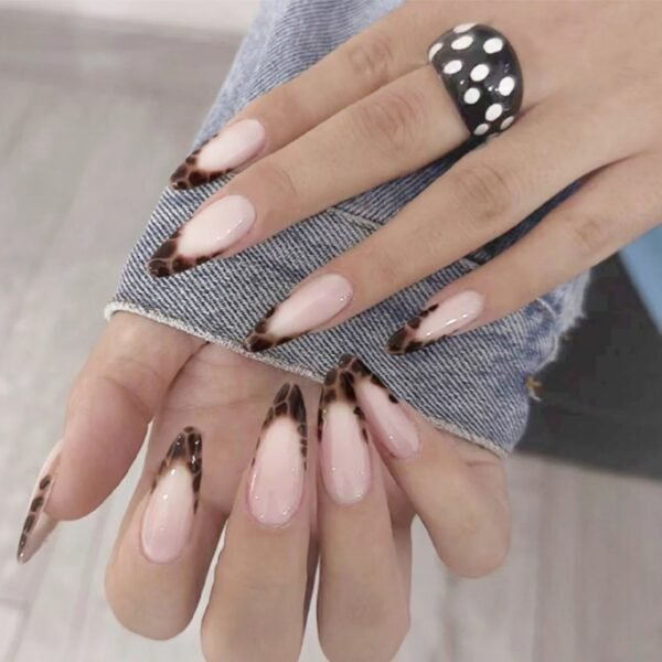 24Pcs Pink French Style Fake Press on Nails 3D Bowknot Designs Short Square