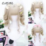 OLACARE Synthetic Long Straight Lolita Wig with Bangs Wig  Mixed Black Red Blonde Cosplay