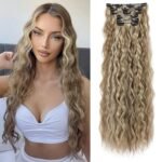 Clip In Hair Extensions 16 Clips 22-Inch-Long Water Wave Full Hair Extension Synthetic