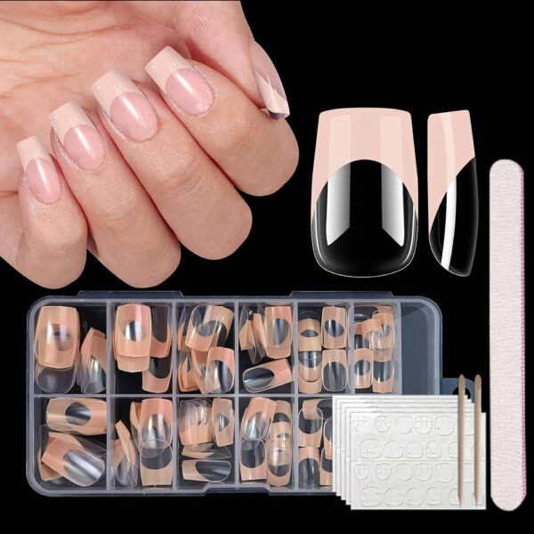 120pcs/box Clear Press on False Nails French Almond/Square/Soft Nail Tips Full Cover  Acrylic