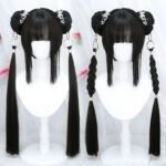 OLACARE Synthetic Long Straight Lolita Wig with Bangs Wig  Mixed Black Red Blonde Cosplay