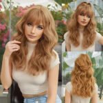 OLACARE Synthetic Long Straight Lolita Wig with Bangs Wig  Mixed Black Red Blonde Cosplay