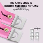 Acrylic Nail Cutter Kit - Stainless Steel Clipper and Scissors for U-Word False Tips, Manicure Tools Set with Straight Cut and 12pcs Magnet