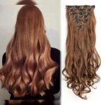 Clip In Hair Extensions 7 PCS Full Head 22-Inch-Long Curly Wavy Synthetic Hair Pieces