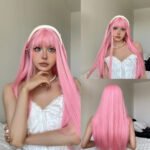 Long Straight Blonde Synthetic Wigs highlight Golden Hair Natural Female wig Middle Part Wigs For Cosplay Party Heat Resistant