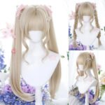 OLACARE Synthetic Long Straight Lolita Wig with Bangs Wig  Mixed Black Red Blonde Cosplay