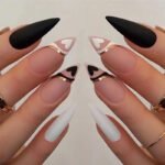 24pcs Full Cover Long False Press On Nails With Designs Light Green Stripe Gradient