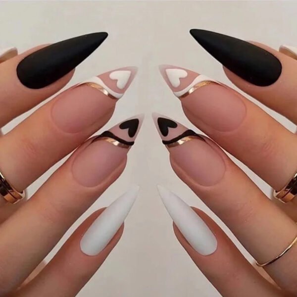 24pcs Full Cover Long False Press On Nails With Designs Light Green Stripe Gradient