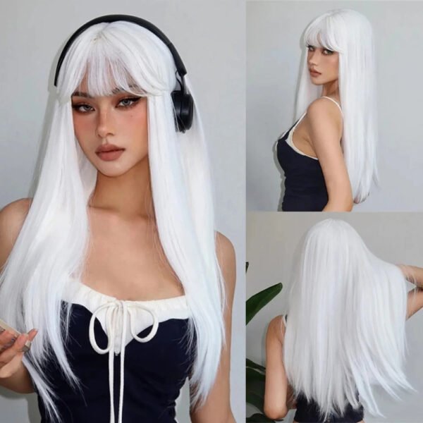 Long Straight Blonde Synthetic Wigs highlight Golden Hair Natural Female wig Middle Part Wigs For Cosplay Party Heat Resistant