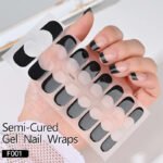 Semi-Cured Gel Nail Wraps - 16 or 20 Tips, Fashionable French Nails, Long-Lasting Full Cover Gel Stickers for DIY Manicure