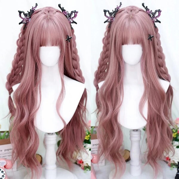 OLACARE Synthetic Long Straight Lolita Wig with Bangs Wig  Mixed Black Red Blonde Cosplay