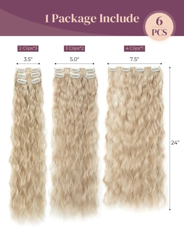 Clip In Hair Extensions 16 Clips 22-Inch-Long Water Wave Full Hair Extension Synthetic