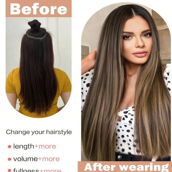 Clip In Hair Extensions Hair Extensions Thick Long Lace Weft Lightweight Synthetic