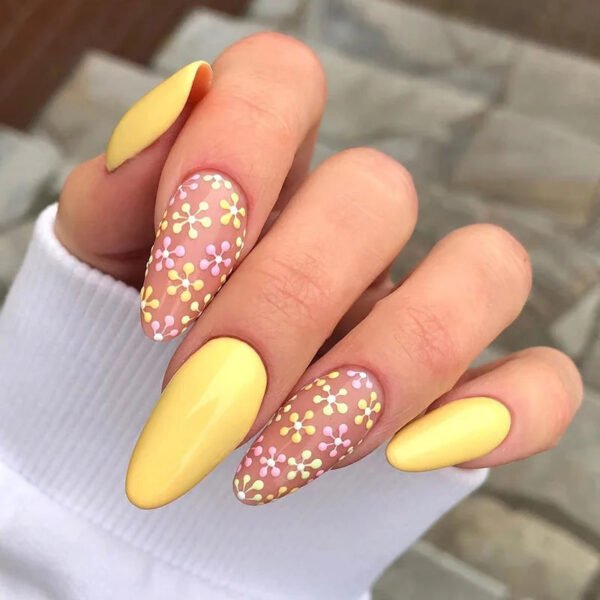 24pcs Full Cover Long False Press On Nails With Designs Light Green Stripe Gradient