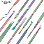 11 Style Stainless Steel Cuticle Spoon Pusher Fork Dead Skin Nail Art Files UV Gel Polish Remove Manicure Care Groove Clean Tool
