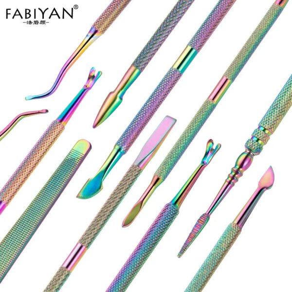 11 Style Stainless Steel Cuticle Spoon Pusher Fork Dead Skin Nail Art Files UV Gel Polish Remove Manicure Care Groove Clean Tool