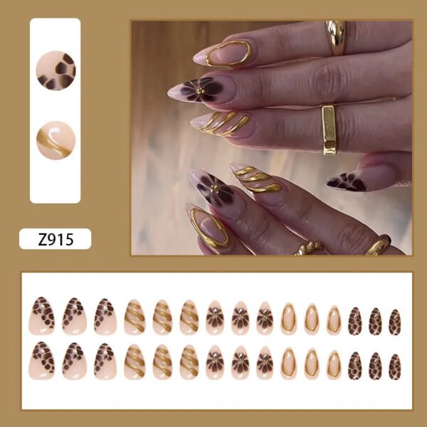 24pcs White Flower Fake Press on Nail Tips Yellow Pink Blush Full Cover Almond Shaped