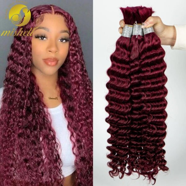 Human Braiding Hair Deep Wave Bulk Human Hair No Weft Virgin Hair Bundle Micro Human Braiding Hair for Boho Braids