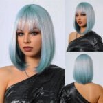 OLACARE Synthetic Long Straight Lolita Wig with Bangs Wig  Mixed Black Red Blonde Cosplay