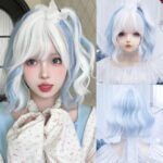 OLACARE Synthetic Long Straight Lolita Wig with Bangs Wig  Mixed Black Red Blonde Cosplay