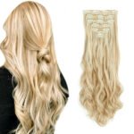 Clip In Hair Extensions 7 PCS Full Head 22-Inch-Long Curly Wavy Synthetic Hair Pieces