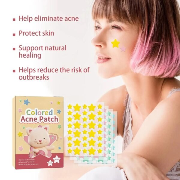 144pcs Colorful Star Acne Patches: Fade Pimple Marks, Clean Pores, Smooth Skin, Portable Pentagram Design