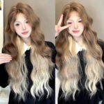OLACARE Synthetic Long Straight Lolita Wig with Bangs Wig  Mixed Black Red Blonde Cosplay