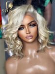 Color Platinum Ash Blonde Short Bob Body Wave 5x5 Lace Closure Human Hair Wig 13x4 613 Transparent Lace Front Wig For Women