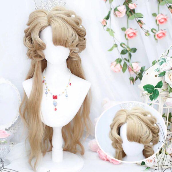 OLACARE Synthetic Long Straight Lolita Wig with Bangs Wig  Mixed Black Red Blonde Cosplay