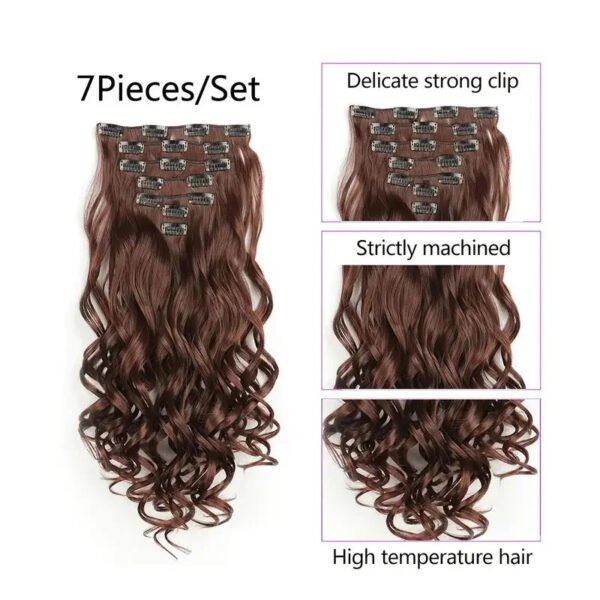Clip In Hair Extensions 7 PCS Full Head 22-Inch-Long Curly Wavy Synthetic Hair Pieces