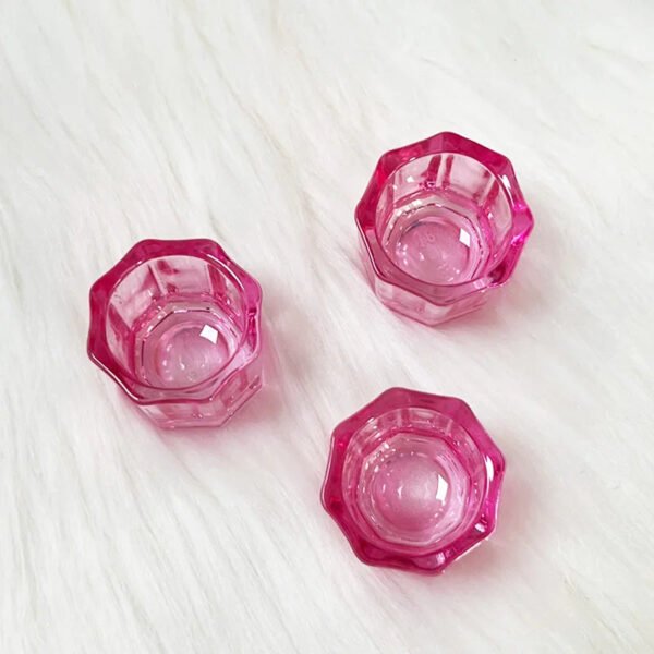 Pink Crystal Glass Dappen Dish Cup With Lid Acrylic Powder Liquid Holder Container Manicure Tools Nail Art Equipment