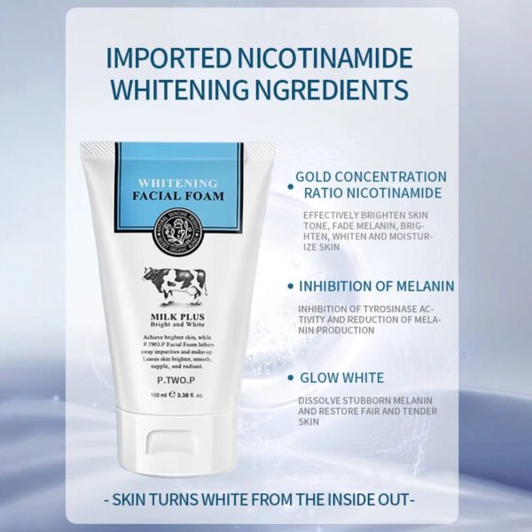 Whitening Facial Cleanser Foam, Moisturizing Deep Cleansing, Acne Milk, Oil Control, Exfoliating, Shrink Pores Face Wash.