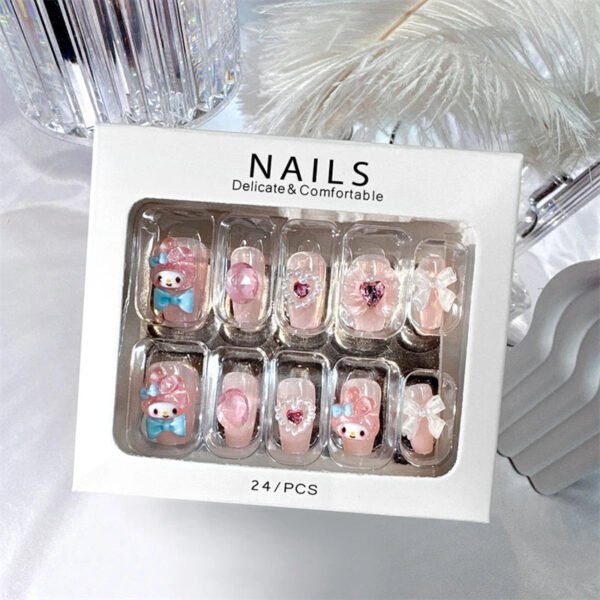 Sanrio My Melody Fake Press on Nails with Charms