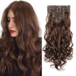 Clip In Hair Extensions 7 PCS Full Head 22-Inch-Long Curly Wavy Synthetic Hair Pieces