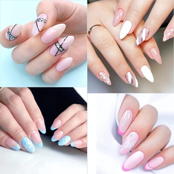 240pcs Almond False Nail Tips Full Half Cover Nails Frosted Matt