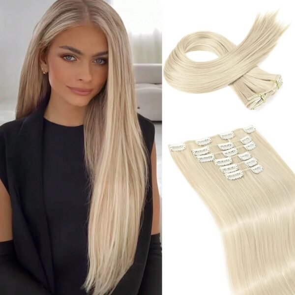 Clip In Hair Extensions Hair Extensions Thick Long Lace Weft Lightweight Synthetic