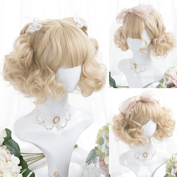OLACARE Synthetic Long Straight Lolita Wig with Bangs Wig  Mixed Black Red Blonde Cosplay