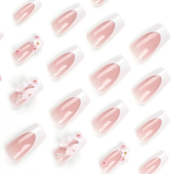 24pcs Coffin Shaped Fake Nails +1 Nail File +1 Jelly
