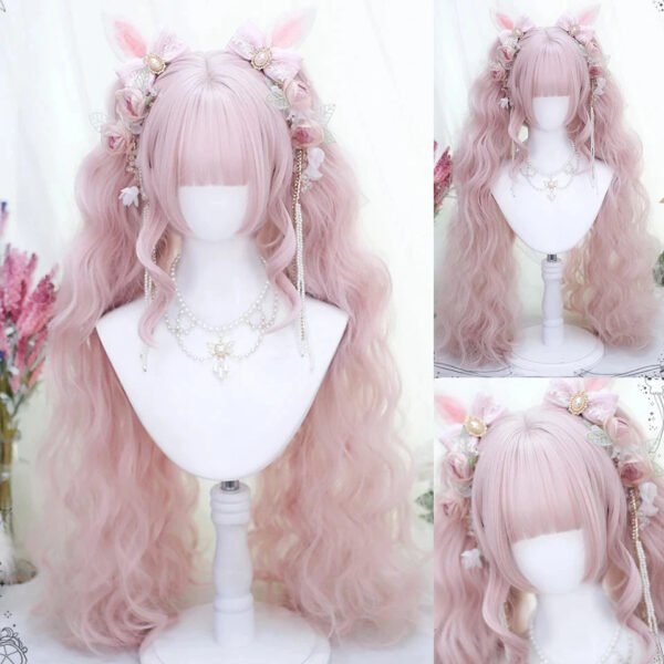 OLACARE Synthetic Long Straight Lolita Wig with Bangs Wig  Mixed Black Red Blonde Cosplay