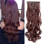 Clip In Hair Extensions 7 PCS Full Head 22-Inch-Long Curly Wavy Synthetic Hair Pieces