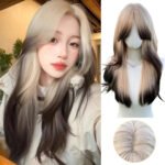 OLACARE Synthetic Long Straight Lolita Wig with Bangs Wig  Mixed Black Red Blonde Cosplay