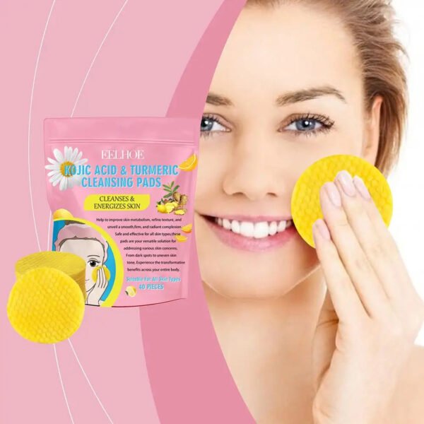 40/50pcs Turmeric Kojic Acid Cleansing Exfoliating Pads for Daily Cleansing Skin Care